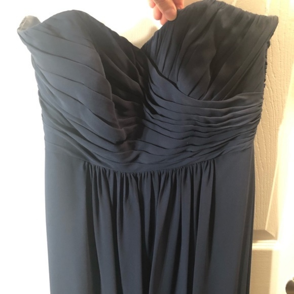 Navy Strapless Bridesmaid Dress - Picture 2 of 4